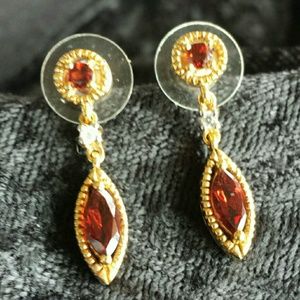 Mozambique Garnet and Simulated Diamond Earrings