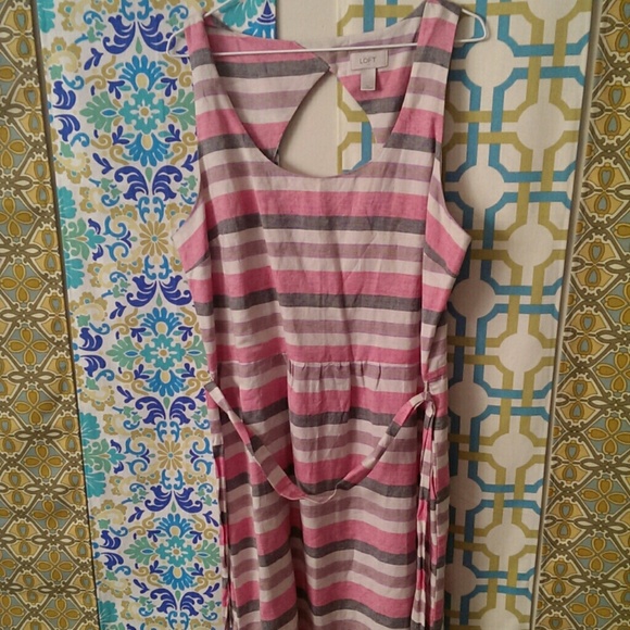 Striped Linen Belted Dress