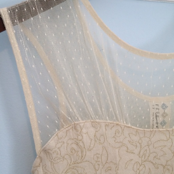 ✨sale✨Free People Cream/Gold Bodycon Dress - Picture 4 of 4