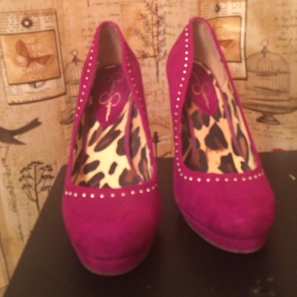 Jessica Simpson Suede Raspberry Pumps size 7 - Picture 4 of 4