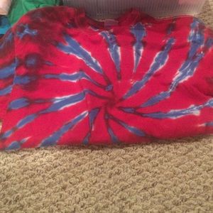 Red and blue tie dye