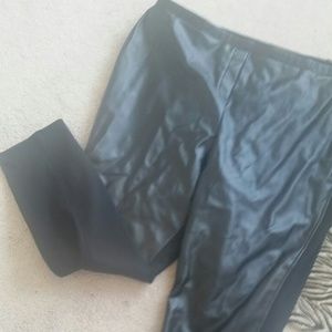 NEW Long black leggings with faux leather front