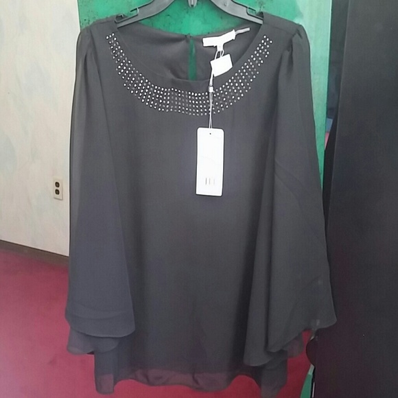 Black sheer top with detail