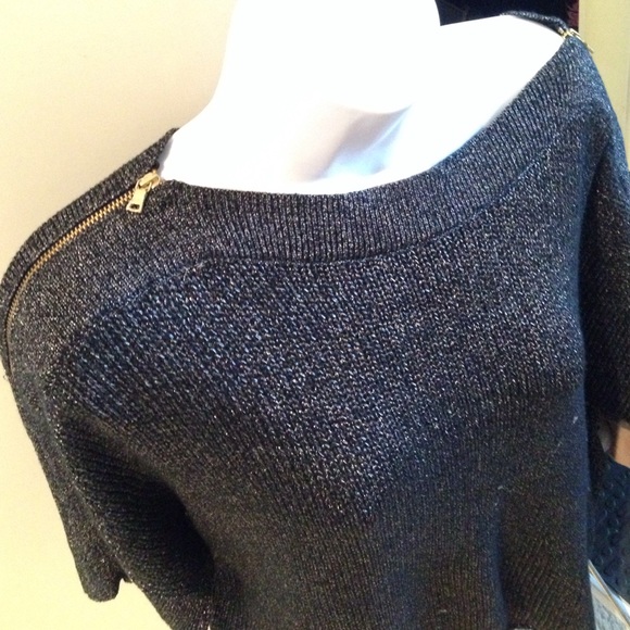 Black zipper off the shoulder sweater
