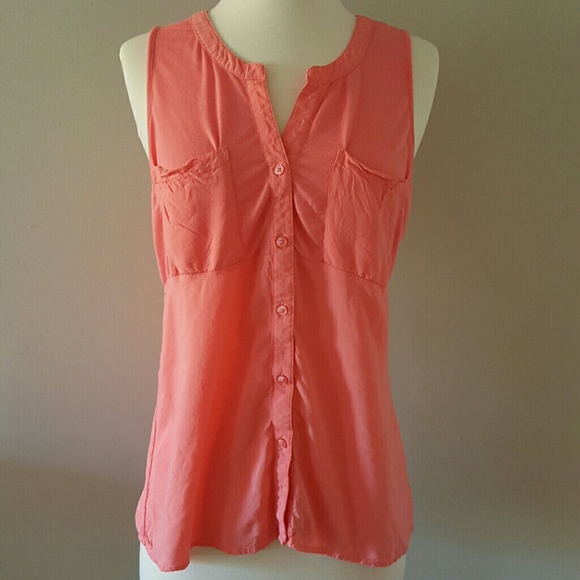 button down pink sleeveless top