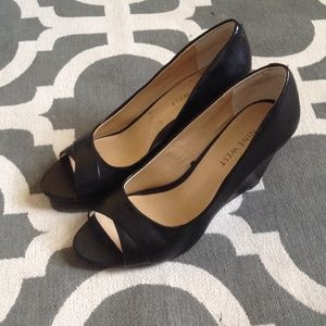 Black wedge sandals