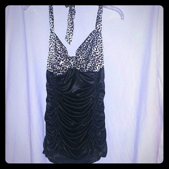 Satin leopard print halter