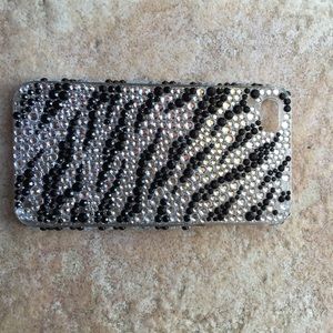 iPhone 4/4S Black and White Rhinestone Case