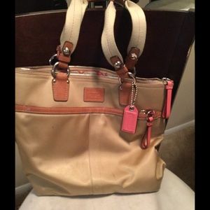 Gold tone over the shoulder Coach bag