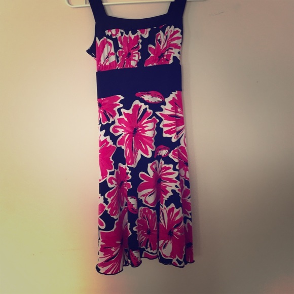 Pink and black flower sun dress