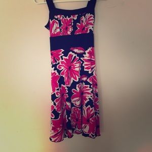 Pink and black flower sun dress