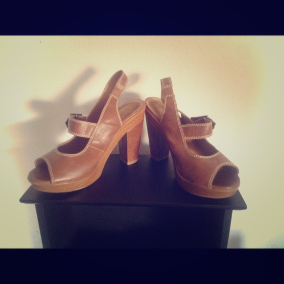 Tan strappy heels