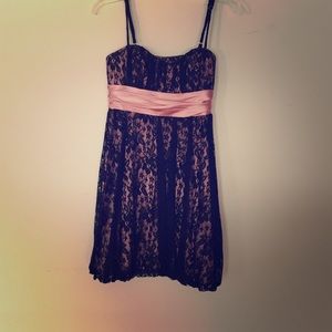 Pink and black lace dress