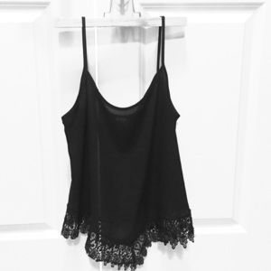 Black lace-trim tank