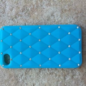 iPhone 4/4S Blue rhinestone rhombus Case