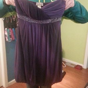 Purple strapless dress