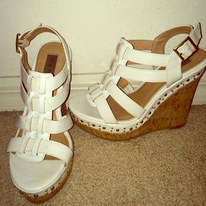 White Steve Madden wedge sandals