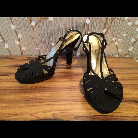 Black Platform Dressy Slingback Sexy Heels