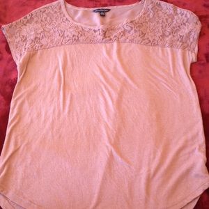 American Eagle Outfitters pink lace tee