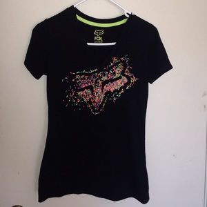 Black with multi color fox shirt