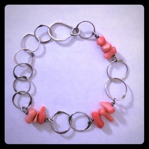 Sterling Silver Coral Bead Boutique Bracelet