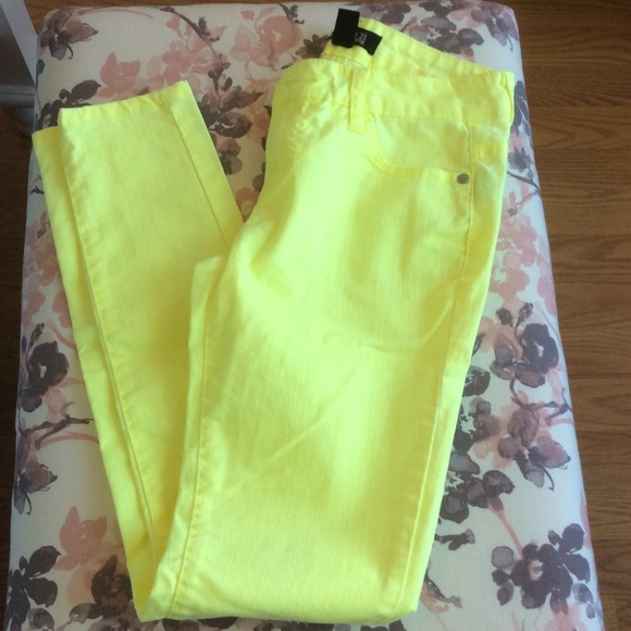 Yellow denim jeans