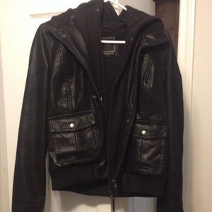 Black women large Obey brand hooded bomber jacket