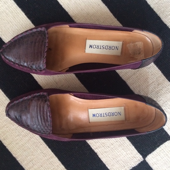 Nordstrom purple suede and snakeskin loafer sz 8