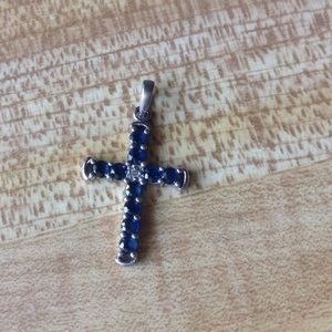 📌 Real Sapphire and Diamond Cross