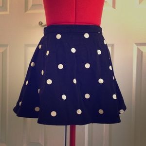 Black and White Polka Dot Denim Circle Skirt