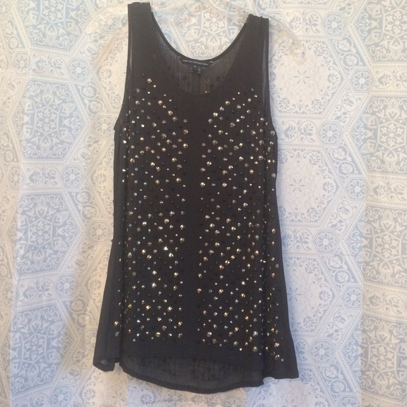 French Connection Beaded Sheer top