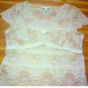 Banana Republic cream stretch lace top