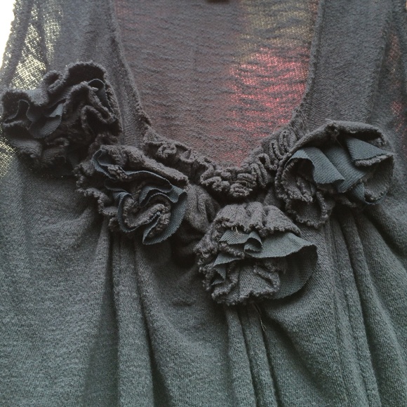 Anthropologie Charcoal Fabric Flowered Cotton Tank - Picture 3 of 5