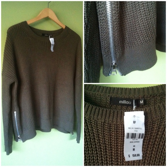 LF Sweaters - Millau | LF Olive Side-zip Sweater