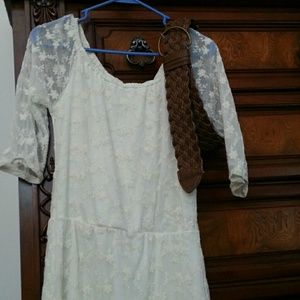 White summer dress with a western belt