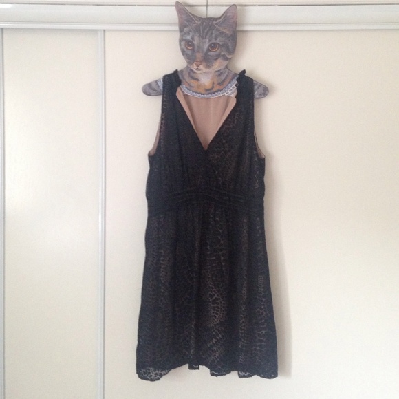 BCBGMaxazria Black Sheer Overlay Dress