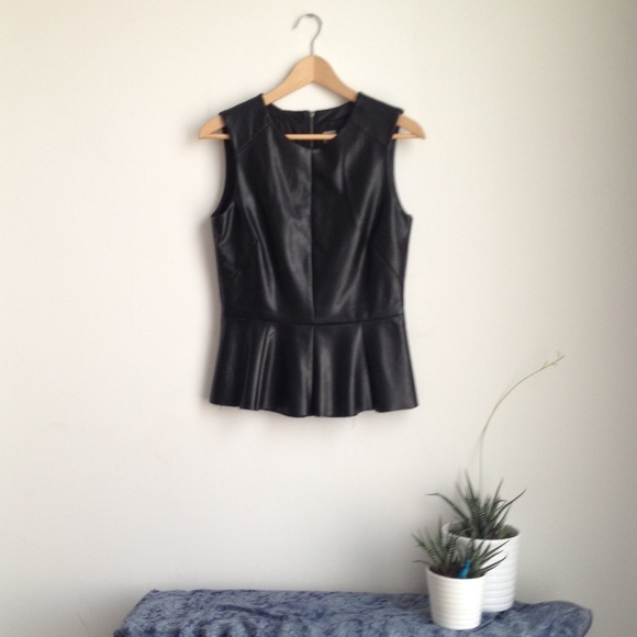 Urban Outfitters Tops - Price drop! Black Vegan Leather Peplum Top