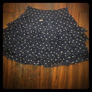 Hollister navy &  white poke a dot ruffled skirt!!