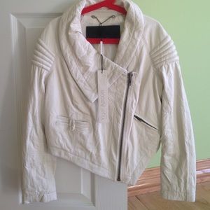 NWT Yigal Azrouël Cropped Moto Leather Jacket