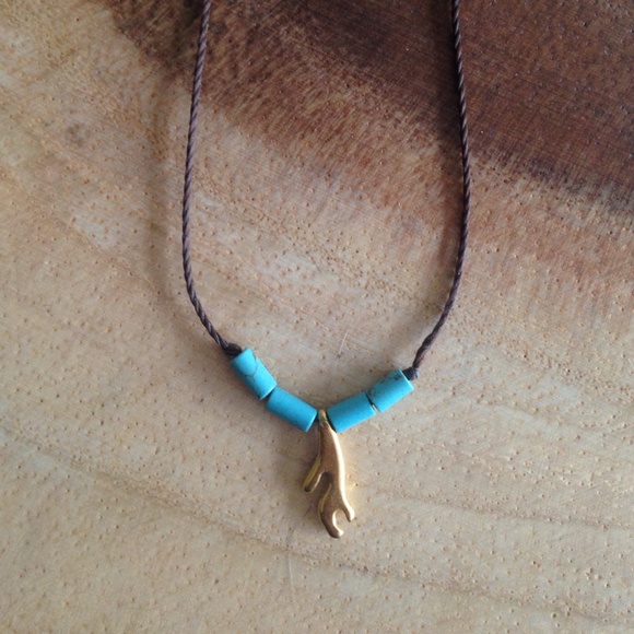 Banana Republic Gold and Turquoise Charm Necklace