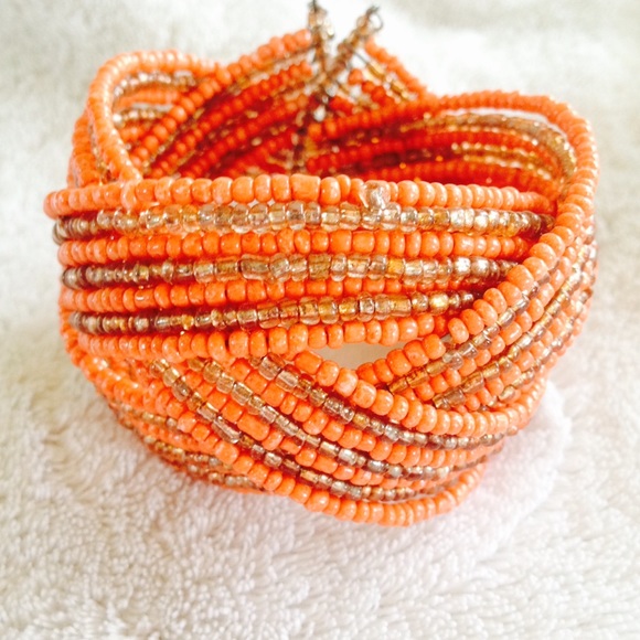 Beaded Orange Cuff
