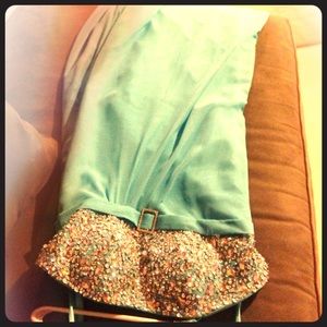 Teal prom dress sequence at top