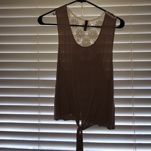 Brown tie up tank top