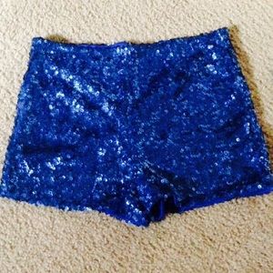 Royal blue sequin shorts
