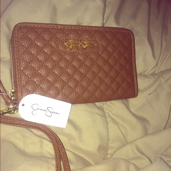Jessica Simpson Brown Quilted Wristlet