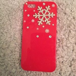 iPhone 5/5s plastic Christmas snowflake case
