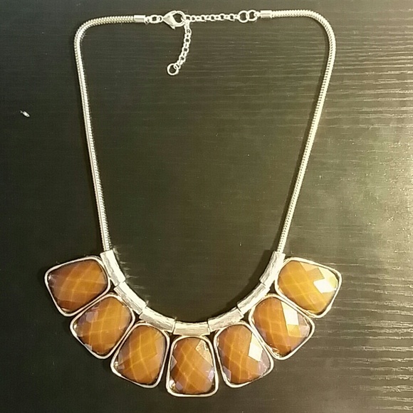 Brown stone statement necklace