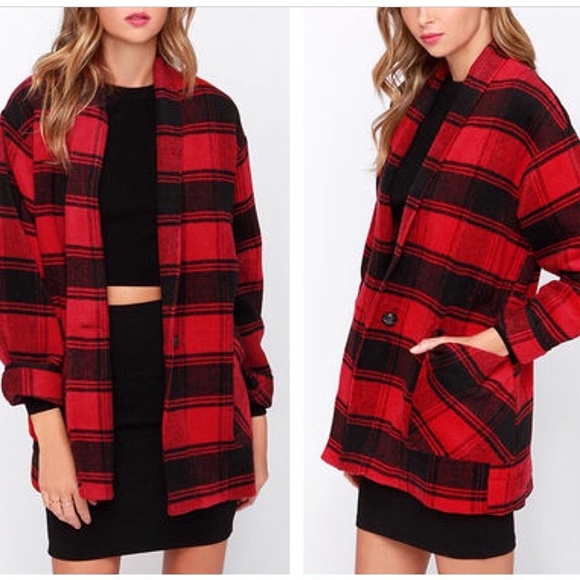 Buffalo Plaid Boyfriend Coat