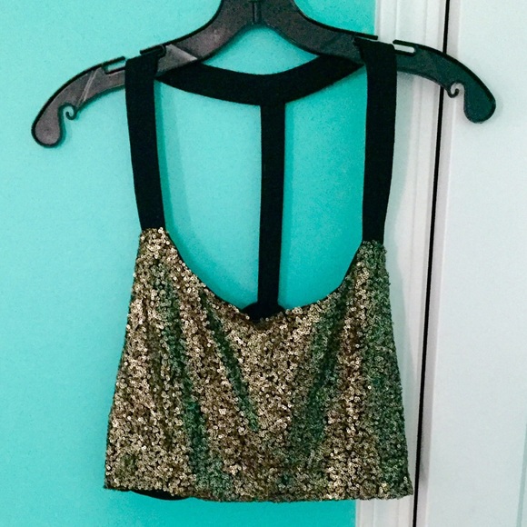 Gold Sequin Crop Top