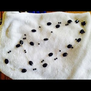 Long black & silver necklace